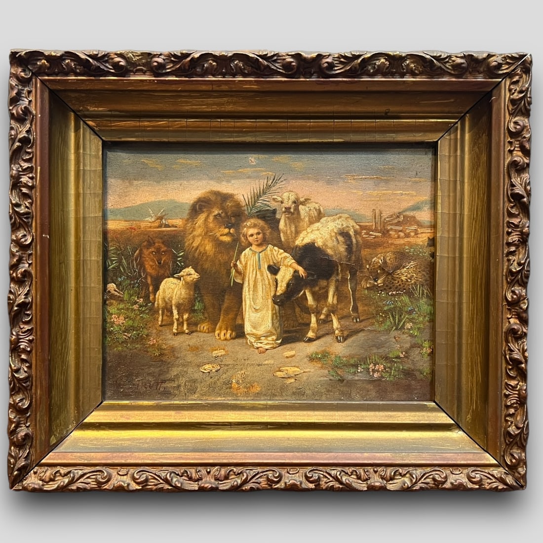 A Little Child Shall Lead Them' or 'Peace' William Strutt (English, 1825-1915) Oil Painting (1 of 4)