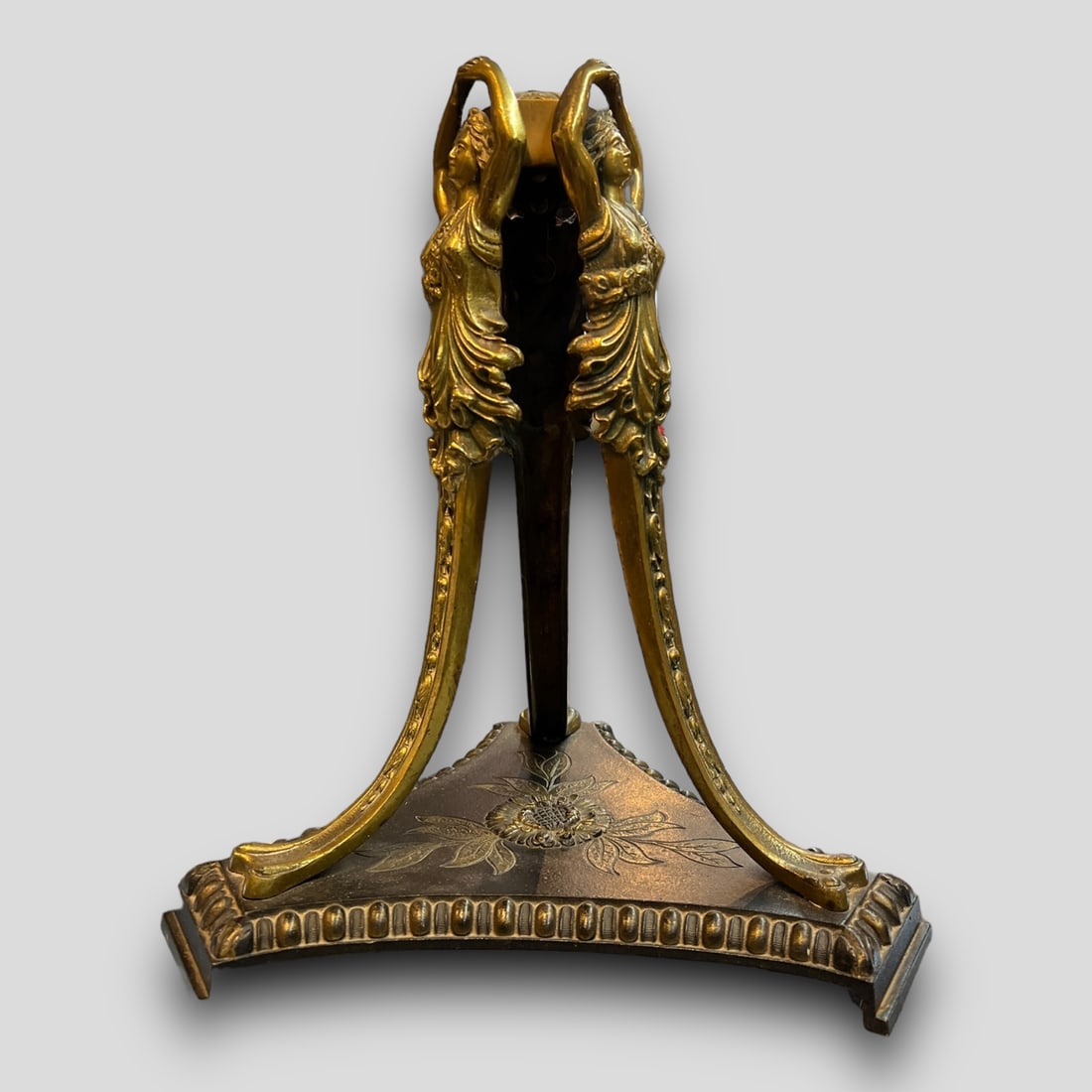 Antique Neoclassical Stand Base W/ Figural Design & Sunflower (1 of 4)