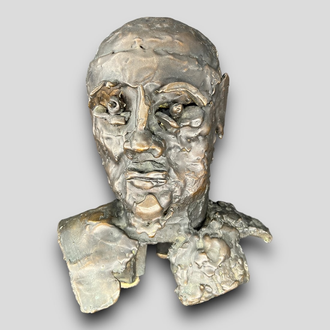 Modernist Brutalist Unsigned Bronze Bust Statue (1 of 6)