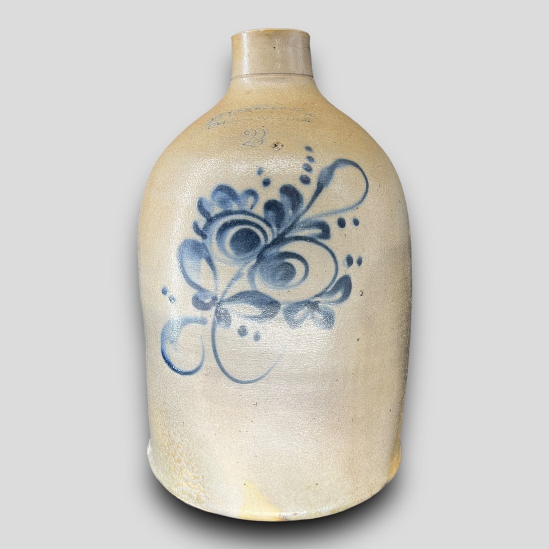 Fulper Brothers, Flemington, New Jersey Stoneware 1 Gallon Crock with Flower (1 of 7)
