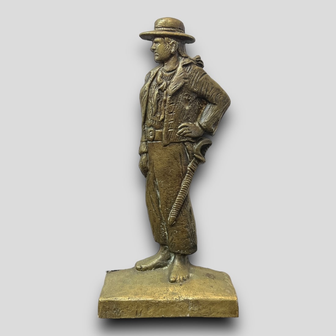 Antique Cowboy Frontiersman Bronze Doorstop (1 of 5)