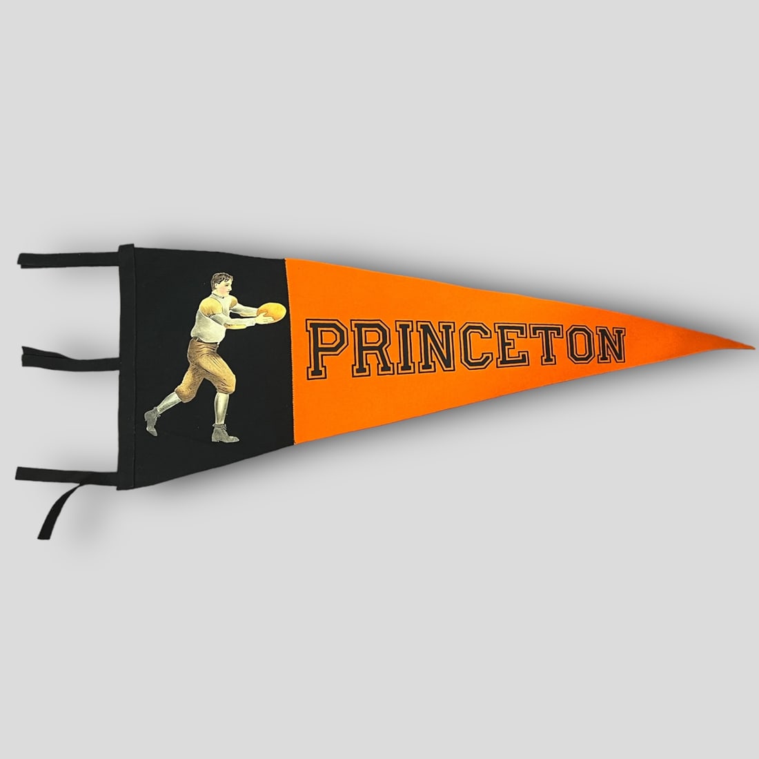 Antique 1910s Pennant Princeton University New Jersey Football: Antique Pennant Princeton University New Jersey. Tag by The Reproduction company, a NYC pennant manufacturer founded in 1908, on the reverse side; a high-end leading pennant manufacturer of the era. I