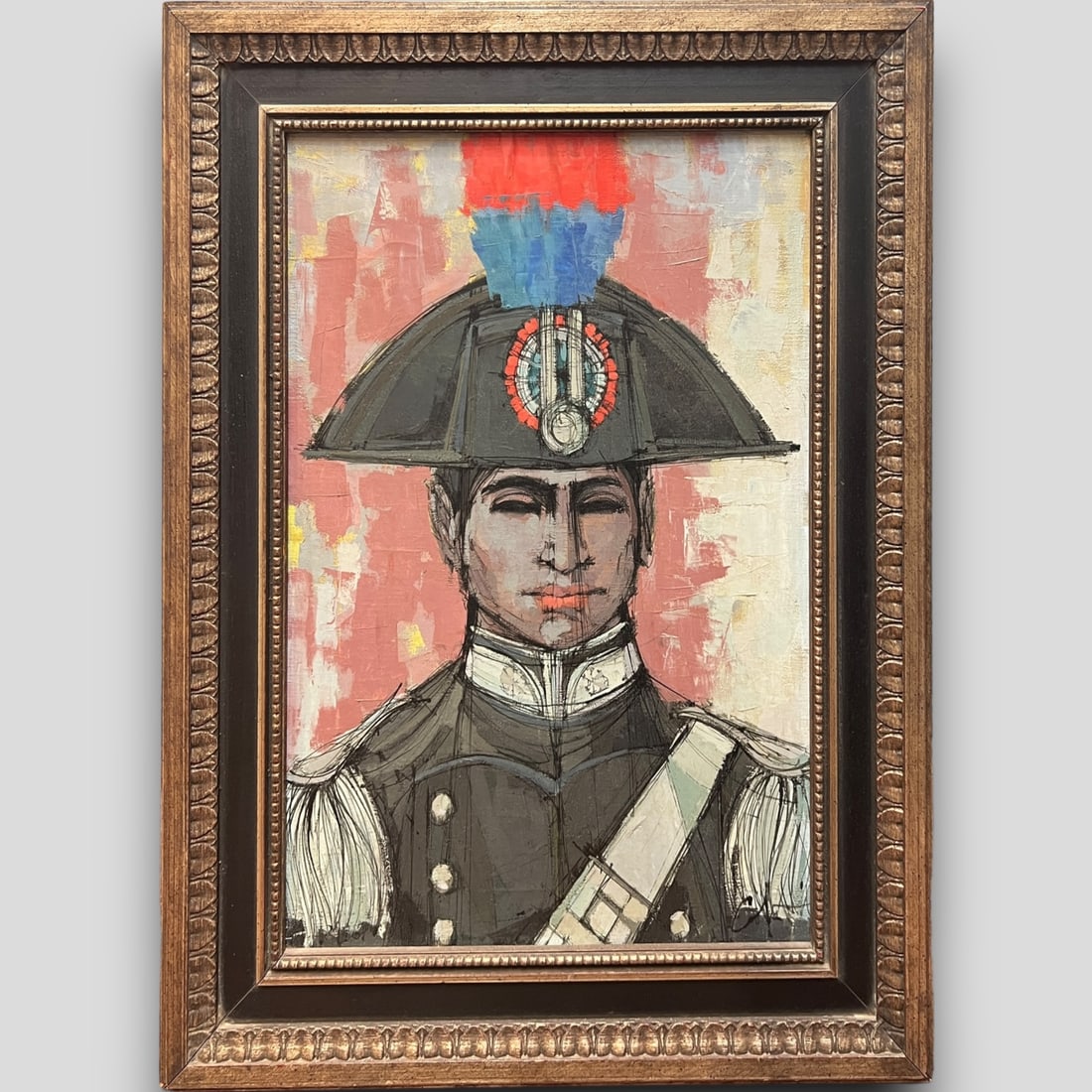 Vintage Larry Cabaniss (Italian American 20th c.) Painting Officer Portrait Framed (1 of 4)