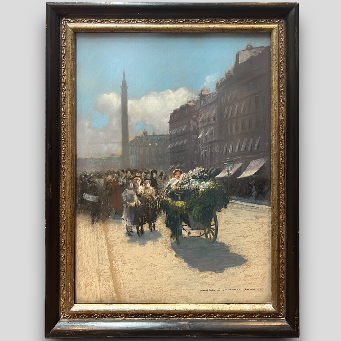 Emilian Lazarescu (Romanian, 1878-1934) Oil Painting Paris France Street Scene 1911 (1 of 3)