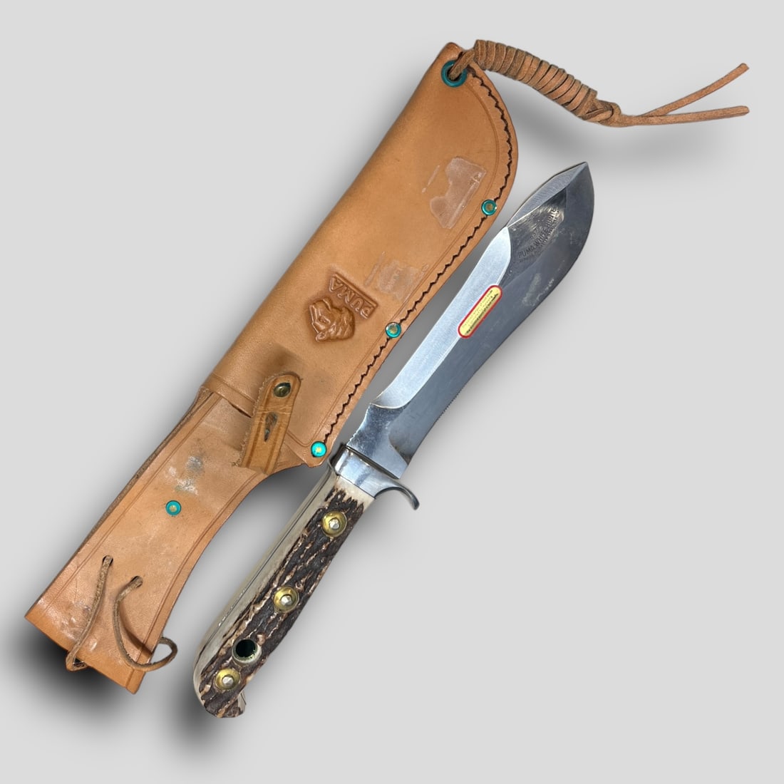 Vintage 1970 Puma 6377 White Hunter Knife W/ Leather Sheath (1 of 10)