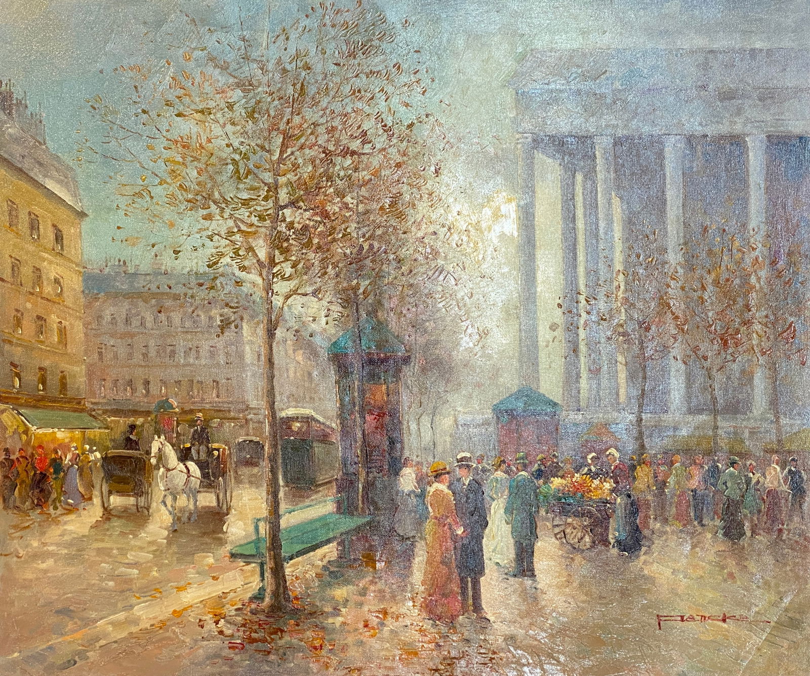 Illegibly Signed Expressionist Oil Painting on Canvas Unstretched (1 of 3)