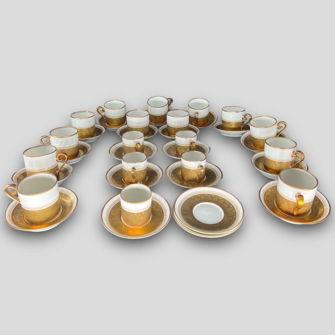 Antique Hutschenreuther Tirschenreuth Gilt Porcelain Demitasse 37 Piece Set (1 of 7)