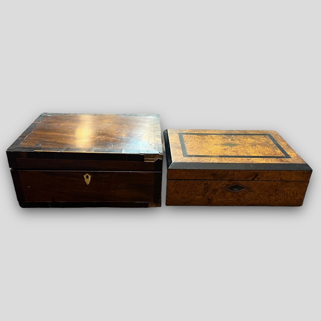 Antique Lot of 2 Primitive Wooden Storage Boxes (1 of 7)