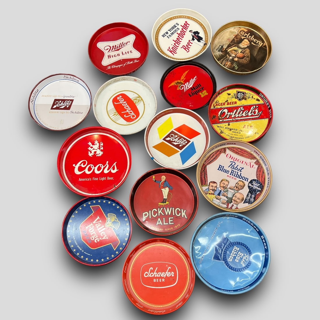 Vintage Lot of 14 Tin Beer Breweriana Man Cave Trays (1 of 4)