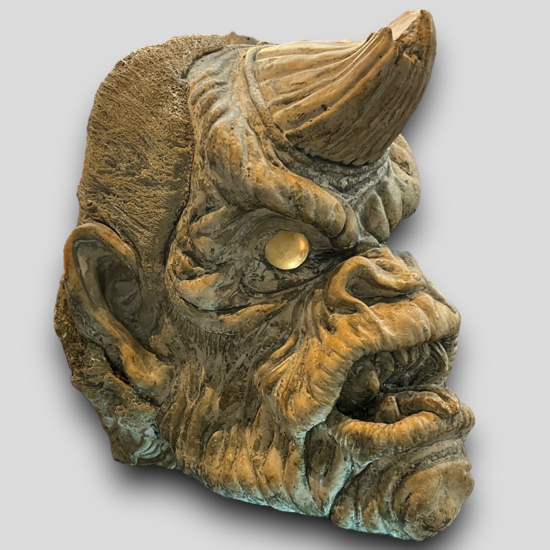 Vintage Plaster Outsider Art Statue Bust of Creature Unicorn Gorilla Oddities (1 of 6)