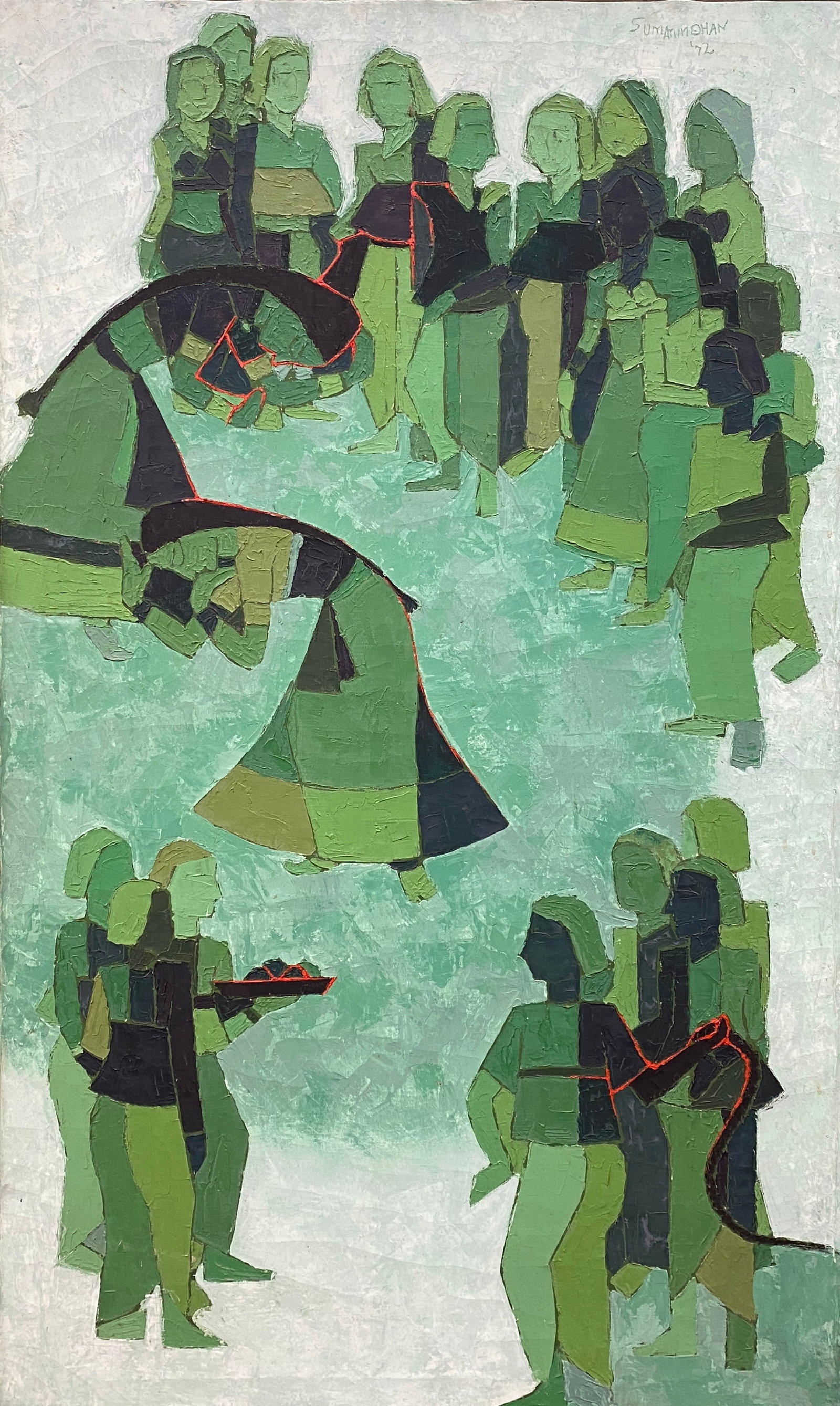 Sumatimohan (India) Figurative Abstract Oil Painting on Canvas (1 of 9)