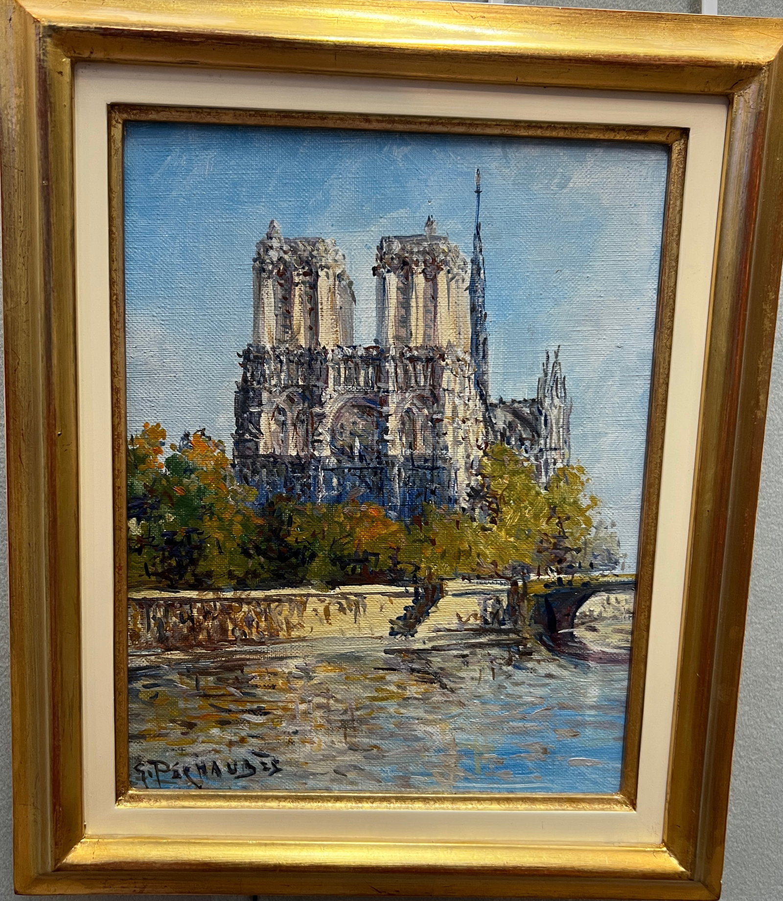 Gena Pechaubes (France, 1923-2019)  Oil Painting of Notre Dame Cathedral (1 of 3)