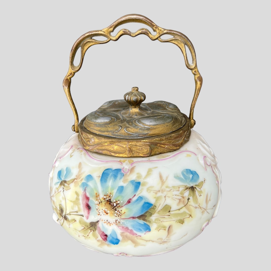 Antique Mount Washington Porcelain Floral Bisquit Jar (1 of 5)