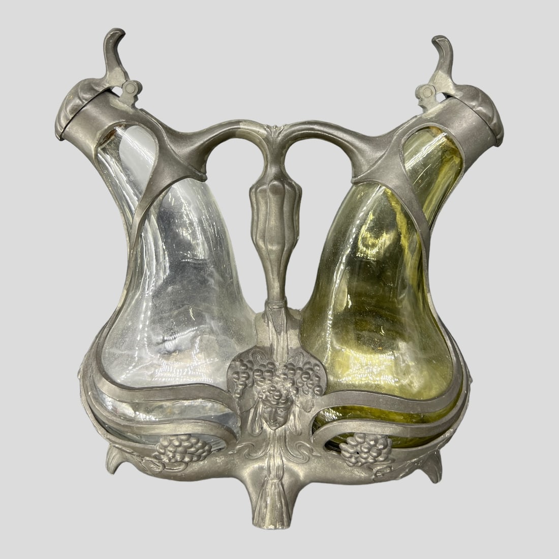 Antique Art Nouveau Oil & Vinegar Glass Cruet Set (1 of 3)