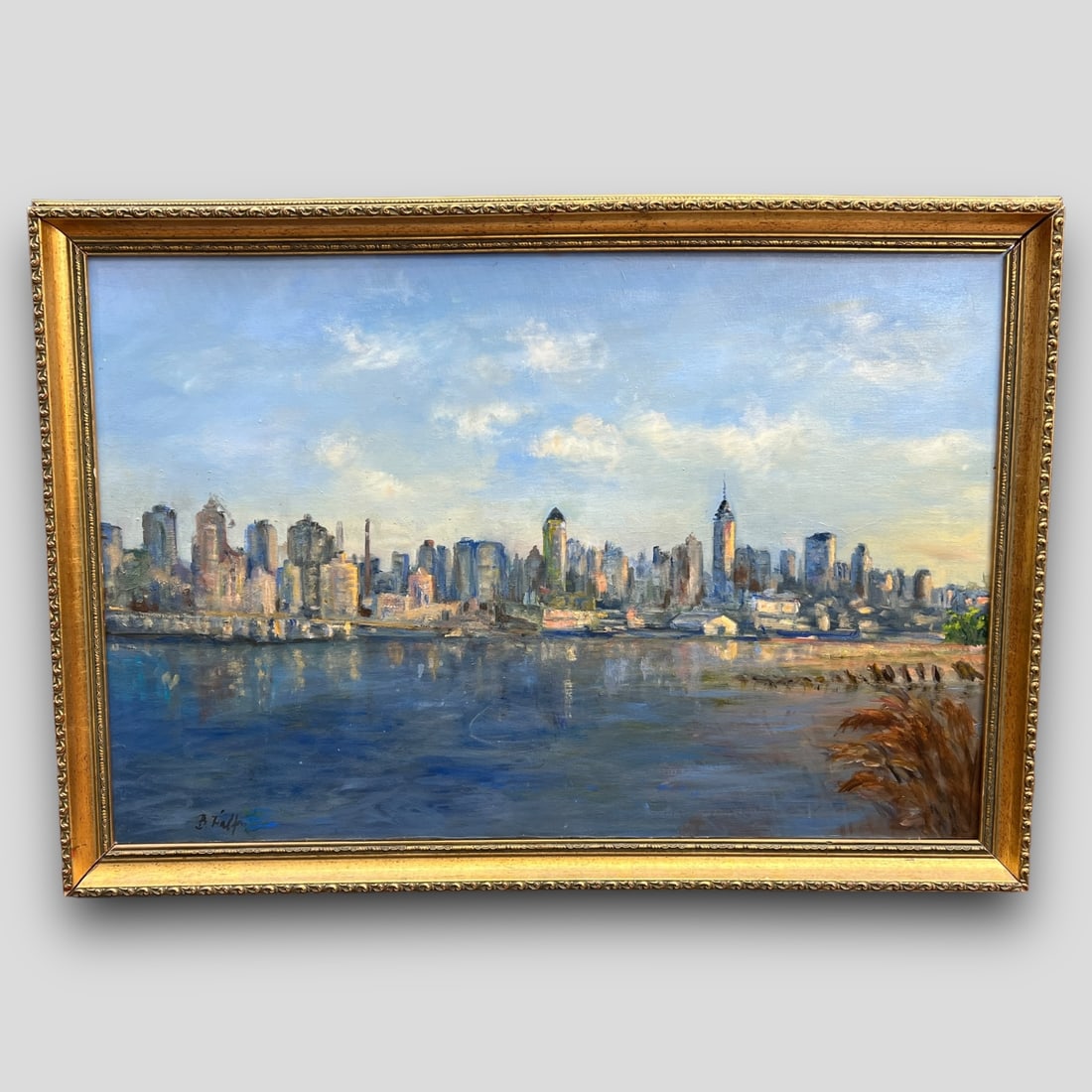 Vintage Dated 1994 New York City Cityscape Oil Painting on Canvas (1 of 5)