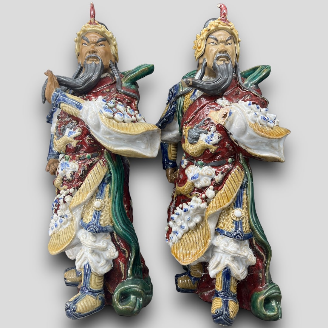 Pair of Porcelain Large Shiwan Wise Men Asian Statues 17" High (1 of 8)