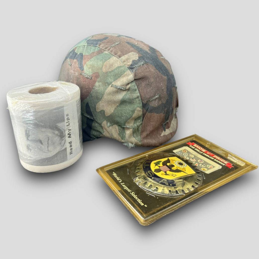 Vintage Lot Of 3 Presidential Pieces Bush Toilet Paper Helmet