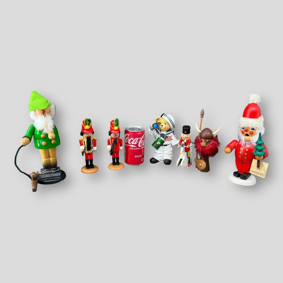 Lot of 7 Christmas Nutcracker Figures: Lot of 7 Christmas Nutcracker Figures. Largest size: 8.75 X 4 X 3.5".