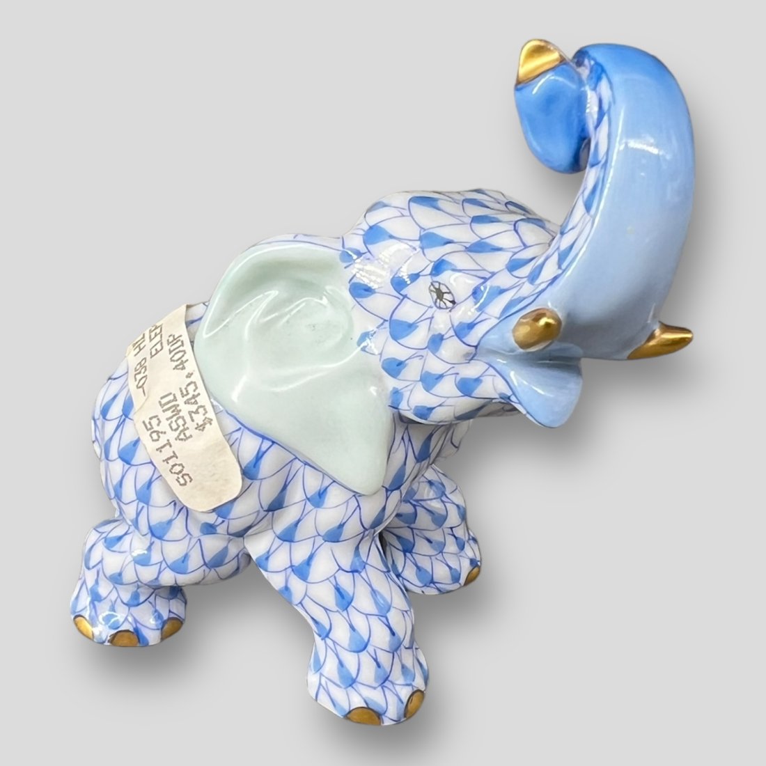 Herend Hungary Porcelain Blue Fishnet Elephant Figurine (1 of 7)