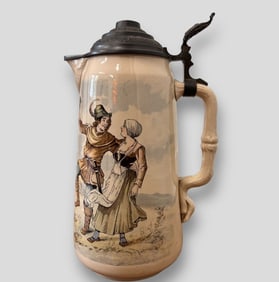 Antique Villeroy & Boch Stoneware Beer Stein Pitcher #2348