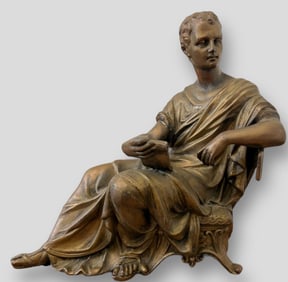 Antique Sculpture Clock Topper Seated Emperor