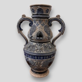 German Saltglazed Two-Handled Stoneware Vase