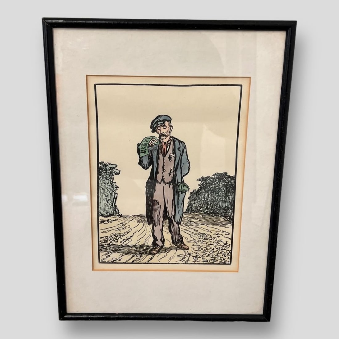 Jack B. Yeats (Irish, 1871-1957) Woodblock Print The Ballad Singer (1 of 4)