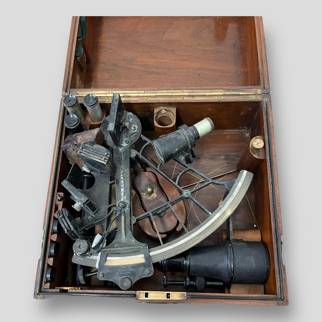 Antique Bronze Sextant in Original Wooden Box (1 of 6)