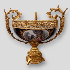 Porcelain & Gilt Bronze CenterPiece Bowl