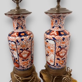 Pair of Japanese Imari Porcelain Table Lamps