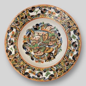 Antique Chinese Hand Painted Thousand Butterfly Porcelain Plate