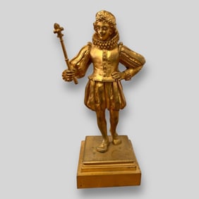 Antique 19th Century Gilt Bronze Queen Statue