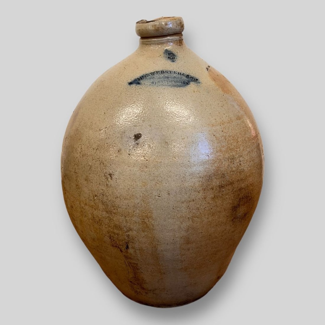Antique M.C. Webster & Son #3 Hartford Connecticut Stoneware Jug (1 of 8)