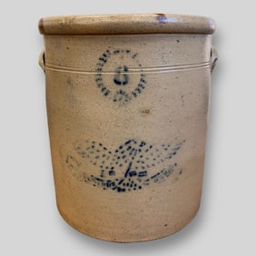 Antique American Eagle E. Pluribus Crock Stoneware #6