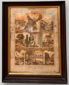 Antique 'Framed 'The Oriental Guide' Print on Board