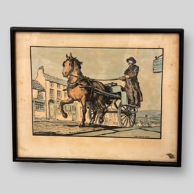 Jack B. Yeats (Irish, 1871-1957) Woodblock Print 'The Post Car'