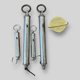 Lot of 4 Antique Chatillon NY Pocket Scales & Brass Weights