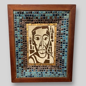 David Holleman (American, 1927-2020) 'Head of A Man' Framed Mosaic