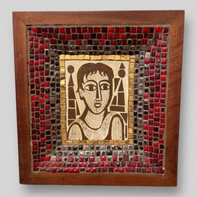 David Holleman (American, 1927-2020) 'Head of a Woman' Framed Mosaic