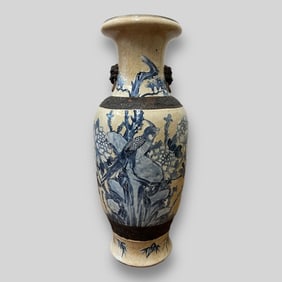 Antique Chinese Nanjing 19th Century Cobalt Porcelain Vase