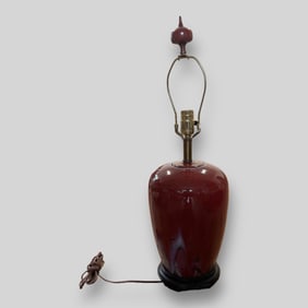 Antique Chinese Oxblood Porcelain Table Lamp