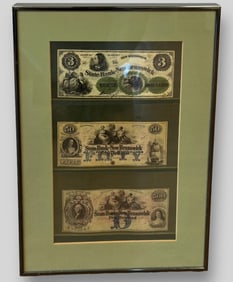 Antique 3 U.S State Bank New Brunswick NJ Currency Notes "3", "50", " 500"