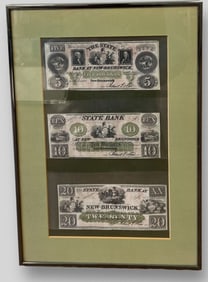 Antique 3 U.S State Bank At New Brunswick NJ Currency Notes "5", "10", " 20"