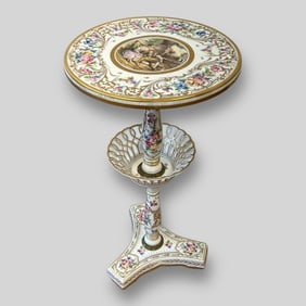 Antique German Dresden Porcelain Pedastal Table