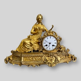 Antique Figural Gilt Bronze Table Mantel Clock