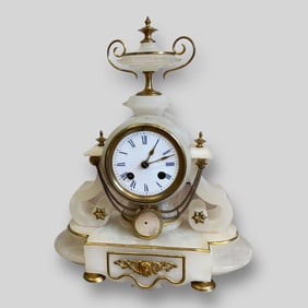 Antique French Marble And Gilt Bronze Mantel Clock