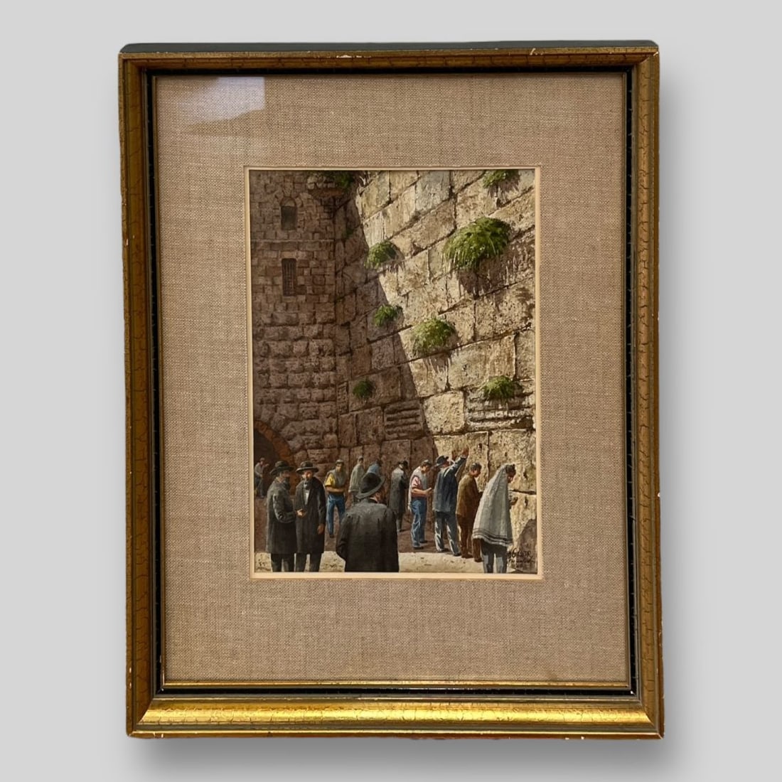 Henry Gasser (N.J., 1909-1981) 'The Wailing (Western) Wall' Judaica Watercolor Painting (1 of 6)