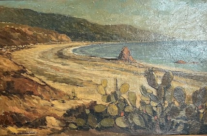 Attilio Castiglioni (Italian, 1928 - 1990) Seashore Landscape Oil Painting on Board