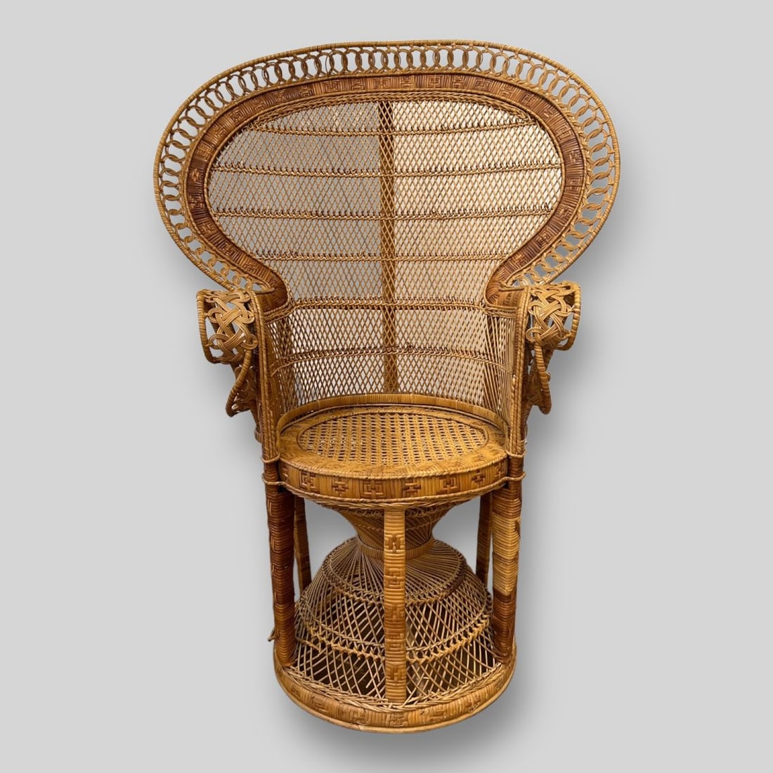 Antique Emmanuelle Peacock Wooden Wicker Child Chair (1 of 8)