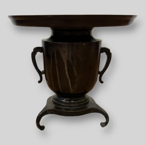 Antique Japanese Bronze Floral Design Vase